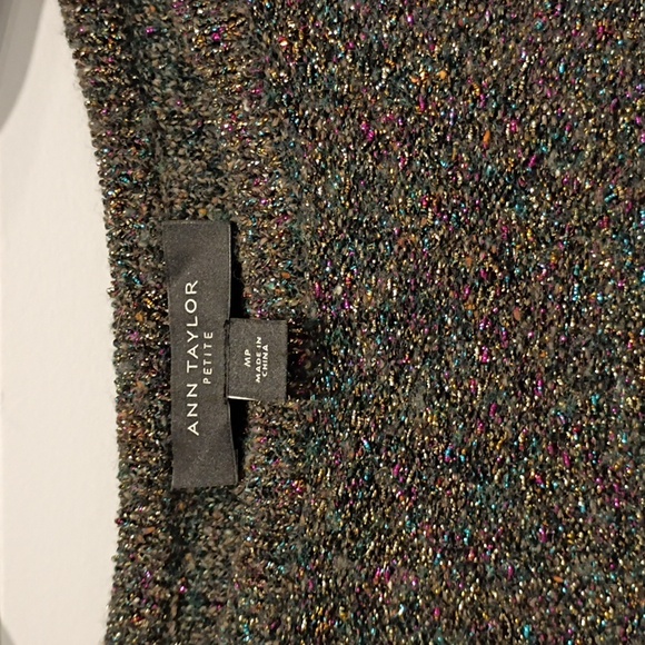 Ann Taylor Multicolor Metallic Crew Neck Holiday Sweater Size Petite Medium - Picture 2 of 5
